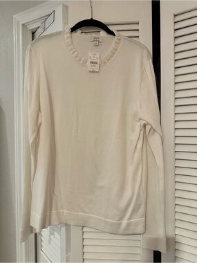 J.Crew Factory Ruffle Neck Sweater in Ivory